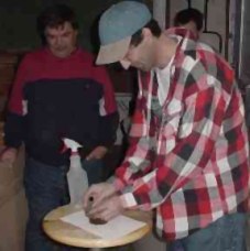 Paul grinding a record 3inch mirror